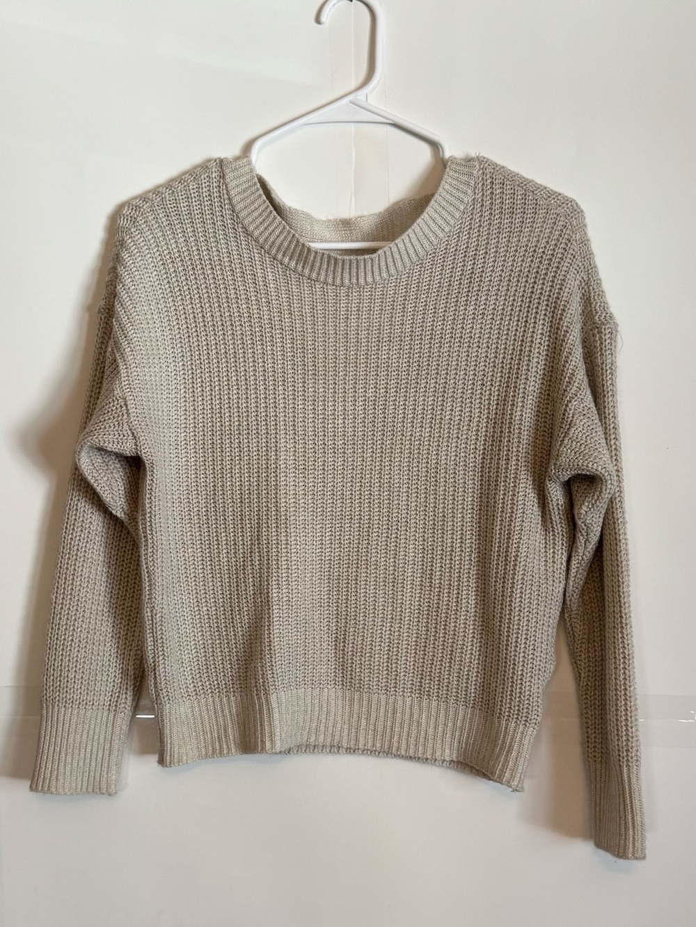 Express Crewneck Sweater in Light Beige